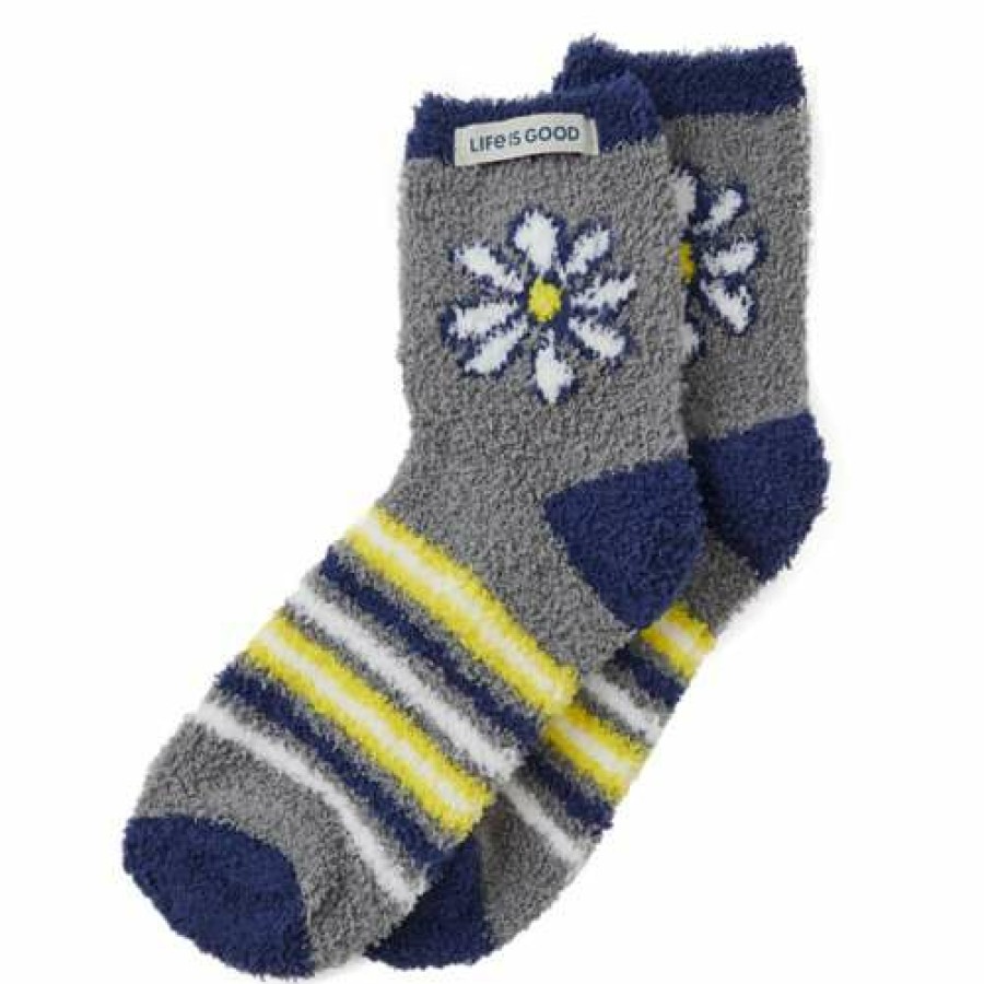 Clothing * | Cheapest Women'S Life Is Good Daisy Snuggle Crew Socks Slate Grey