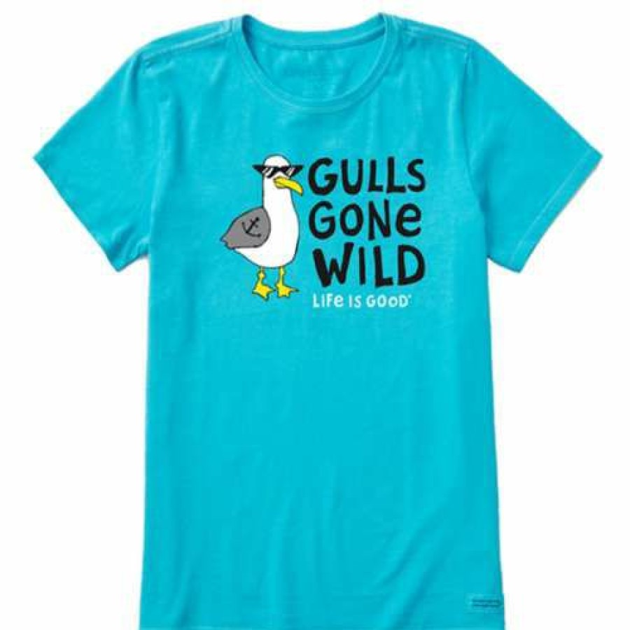 Clothing * | Best Reviews Of Shirts Women'S Life Is Good Gulls Gone Wild Crusher Lite T-Shirt Island Blue