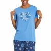 Clothing * | Promo Shirts Women'S Life Is Good Snowflake Heart T-Shirt Corn Blue