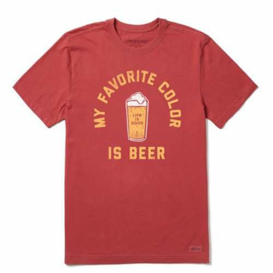 Clothing * | Brand New Shirts Men'S Life Is Good My Favorite Color Is Beer Crusher T-Shirt Red