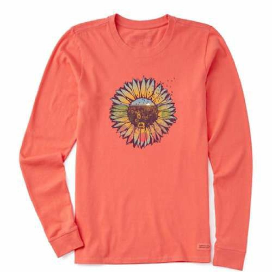 Clothing * | Promo Shirts Women'S Life Is Good Sunflower Escape Long Sleeve Shirt Mango