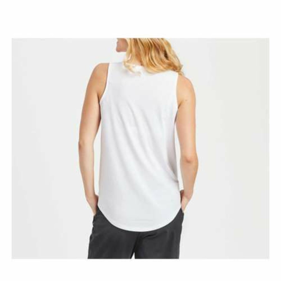 Clothing * | Best Sale Tanks Women'S Life Is Good Cool Paml Flowers Sleeveless Tank Top Cld White