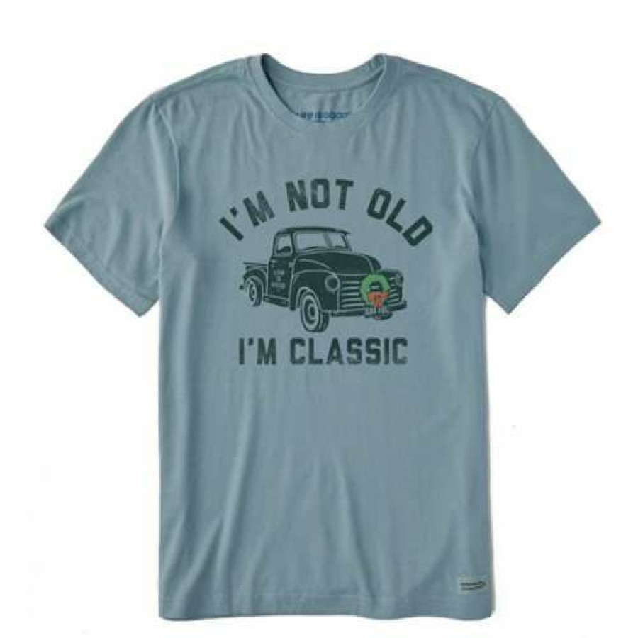 Clothing * | Deals Shirts Men'S Life Is Good I'M Classic Wreath Truck Crusher T-Shirt Blue