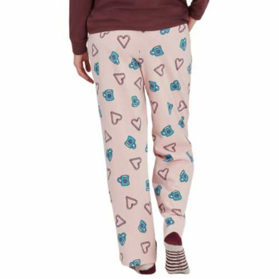 Clothing * | Top 10 Pajamas & Robes Women'S Life Is Good Holiday Cocoa And Candy Cane Sleep Pant Himalayan Pink