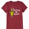 Clothing * | Promo Shirts Women'S Life Is Good Grinch Working On Myself Crusher T-Shirt Cranberry Red