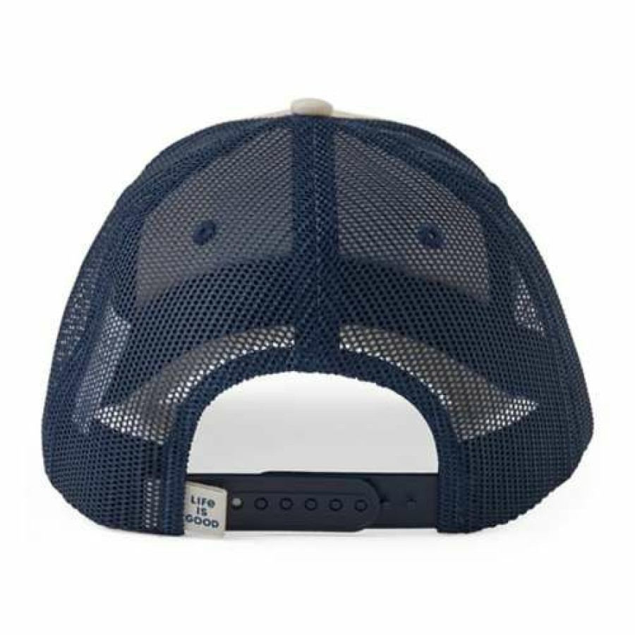 Accessories * | Best Sale Hats & Caps Men'S Life Is Good Tree Patch Hard Mesh Back Snapback Hat Bone