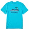 Clothing * | New Shirts Men'S Life Is Good Just Add Water Pontoon Boat Crusher T-Shirt Blue