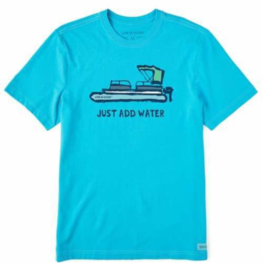 Clothing * | New Shirts Men'S Life Is Good Just Add Water Pontoon Boat Crusher T-Shirt Blue