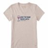 Clothing * | Wholesale Shirts Women'S Life Is Good Love The Wine Crusher T-Shirt Heather Almond