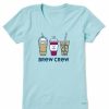 Clothing * | Top 10 Shirts Women'S Life Is Good Brew Crew Crusher-Lite V-Neck T-Shirt Beach Blue